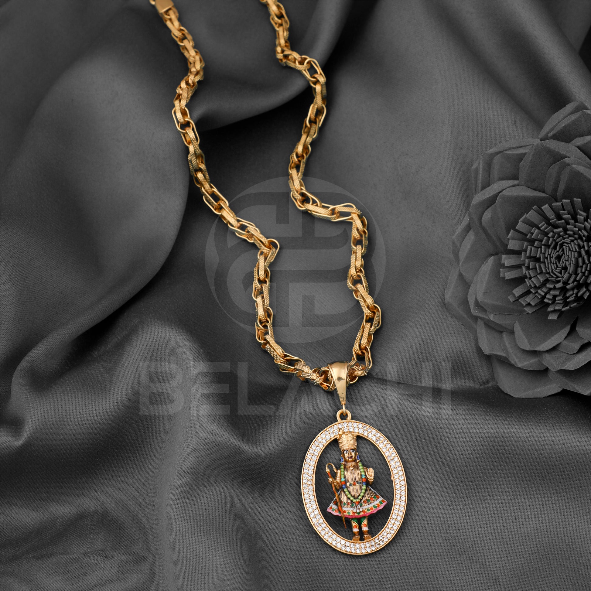 Gold Plated Chain With Fancy Harikrushna Diamond Pendant