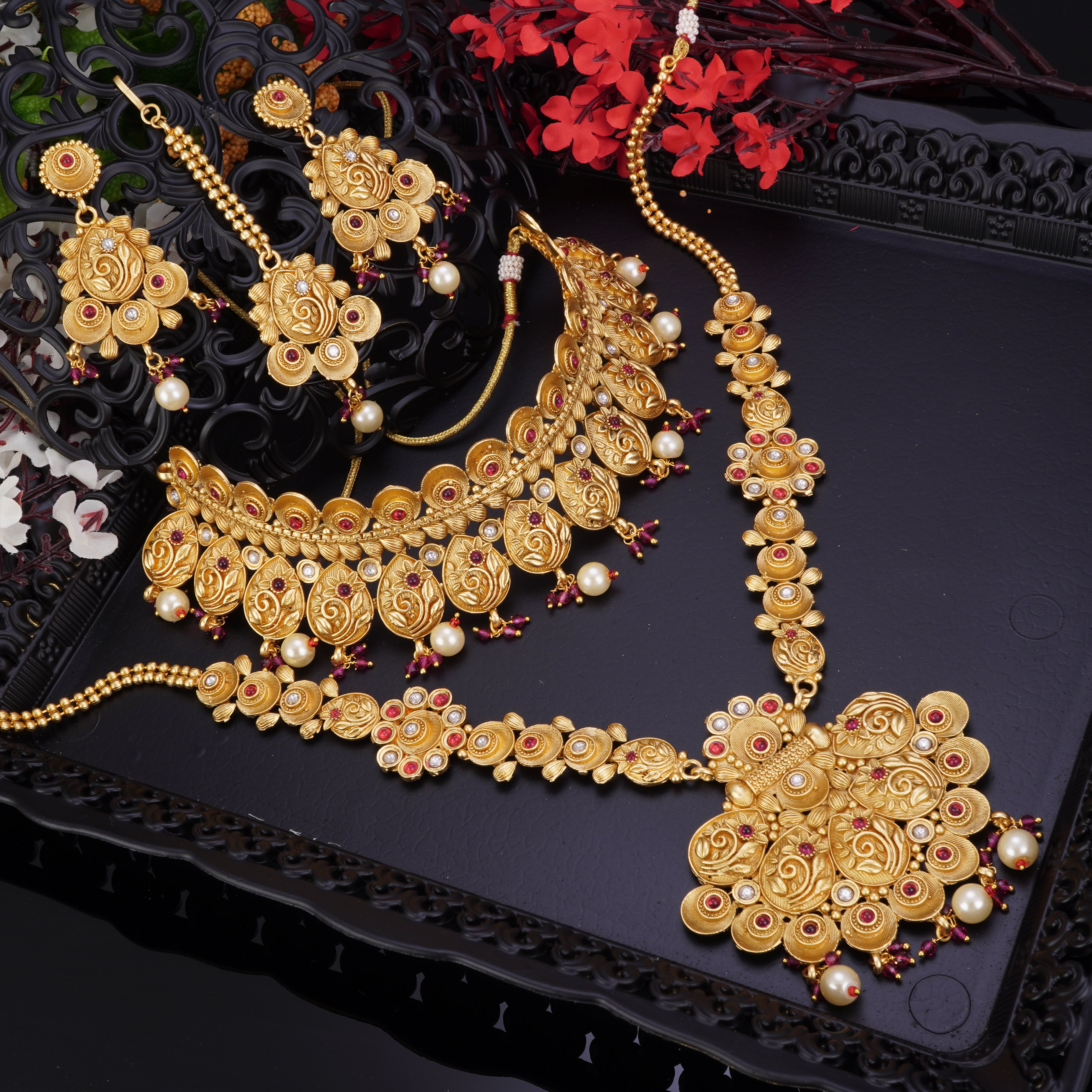 White stone bridal hot sale jewellery set