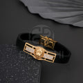 Gold Plated Simba With Diamond In Black Silicone Bracelet