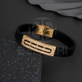 Gold Plated Optic With Diamond In Black Silicone Bracelet