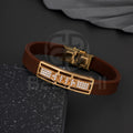 Gold Plated Diogo With Diamond In Brown Silicone Bracelet