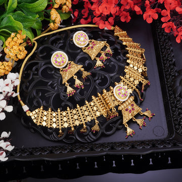 Vivid Maroon Pink Stone Bridal Jewellery