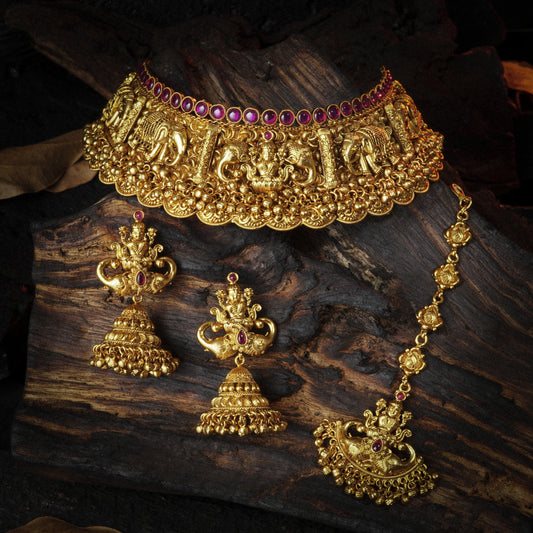 Netri Maroon Stone Bridal Jewellery