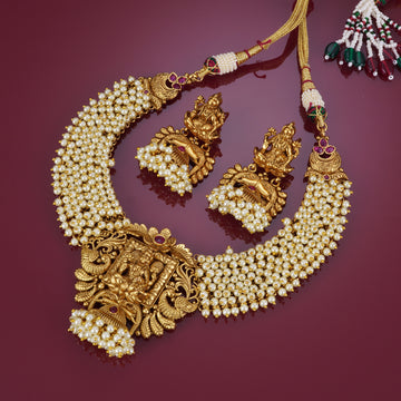 Padma Full White Stone Temple Jewellery