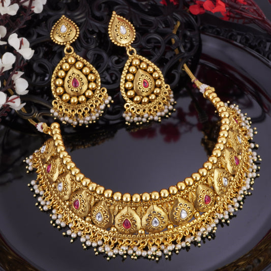 Indic Maroon White Stone Bridal Jewellery