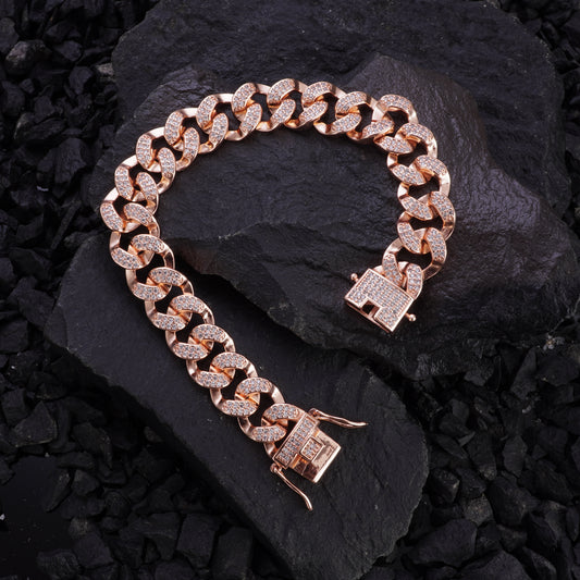 Godfather Diamond Rosegold Cuban Chain Bracelete