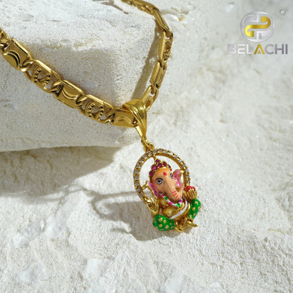Gold Chain With Fancy Ganesha Pendant