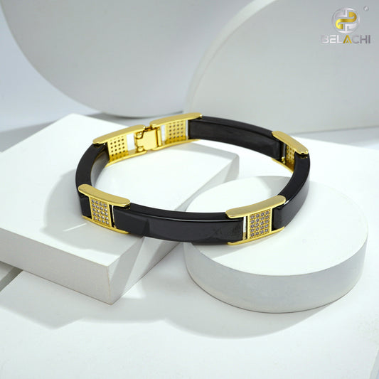 Ceramic Full Black Gold Premium Bracelet With Diamond