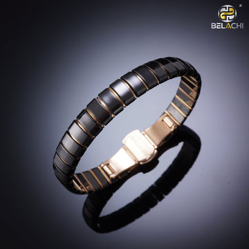 Ceramic Full Black Rosegold Premium Kada