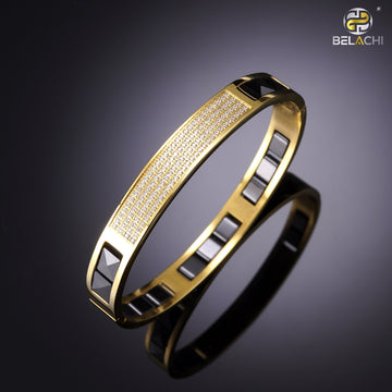 Namor Ceramic Black Gold Premium Kada With Diamond