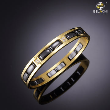 Adam Ceramic Black Gold Premium Kada With Diamond