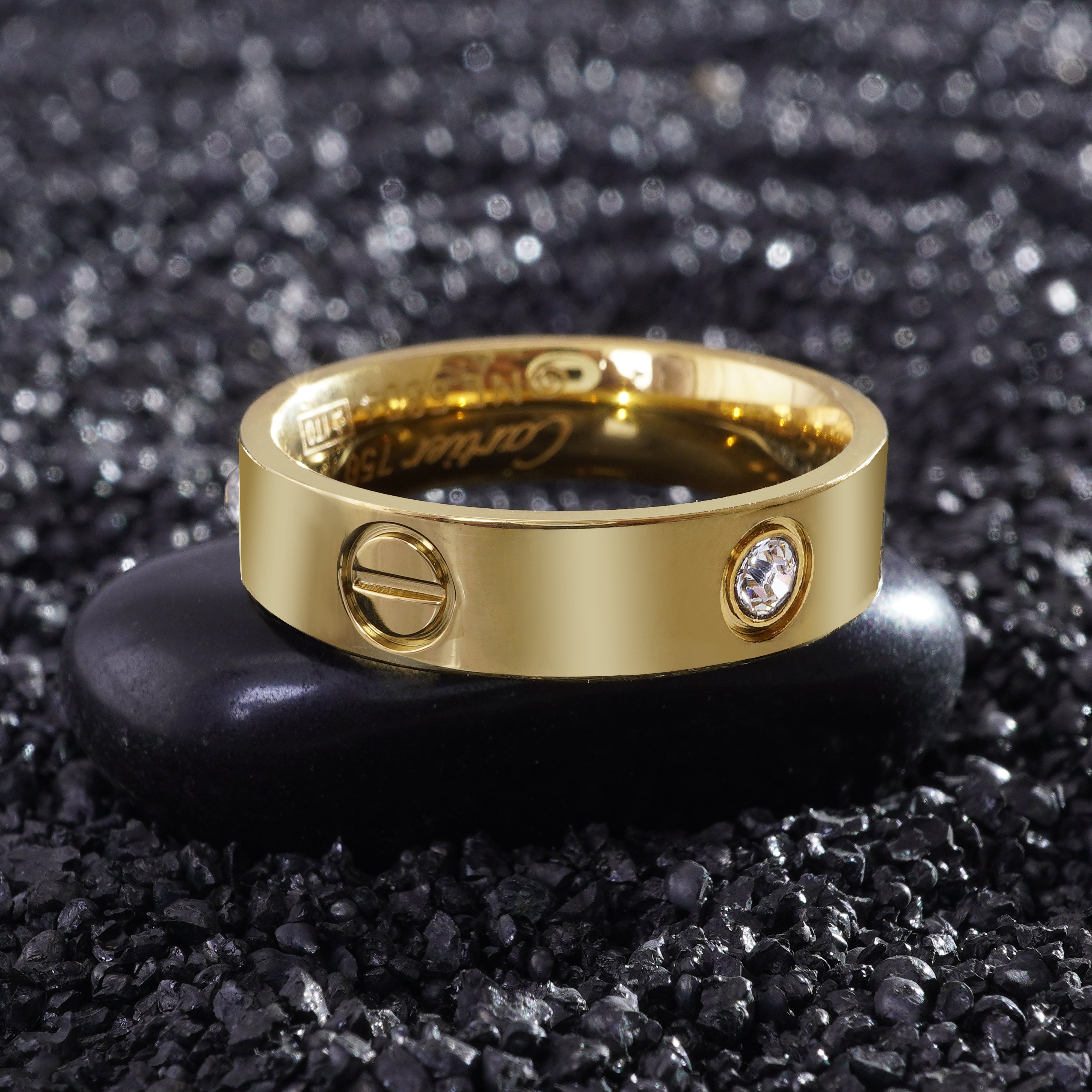 Gold love ring with diamonds best sale