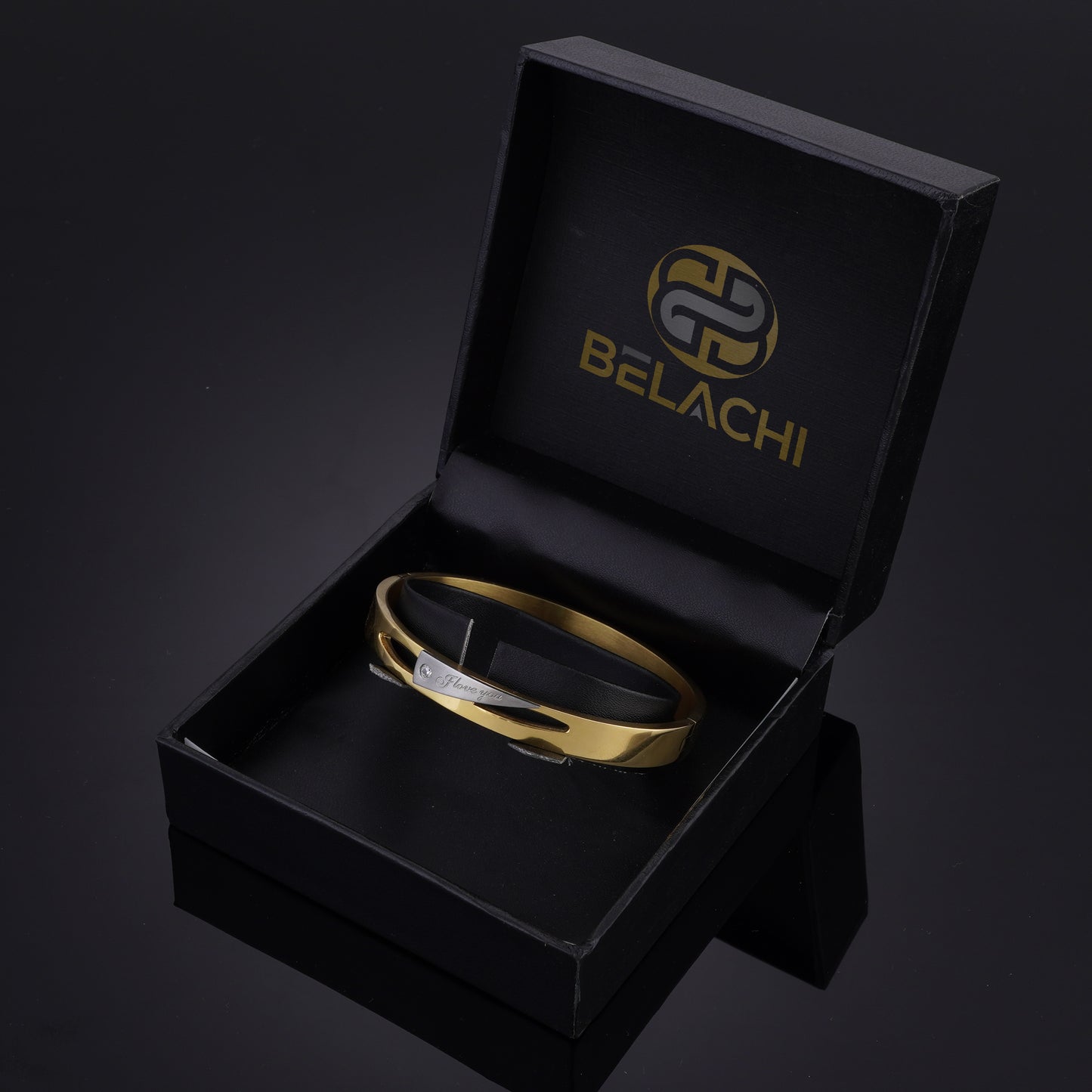 Love Design Golden Premium Kada With Diamond