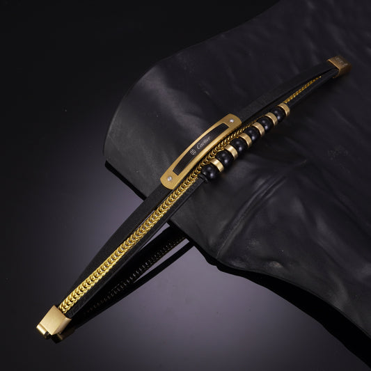 Targaryen Gold Multilayer Leather Bracelet