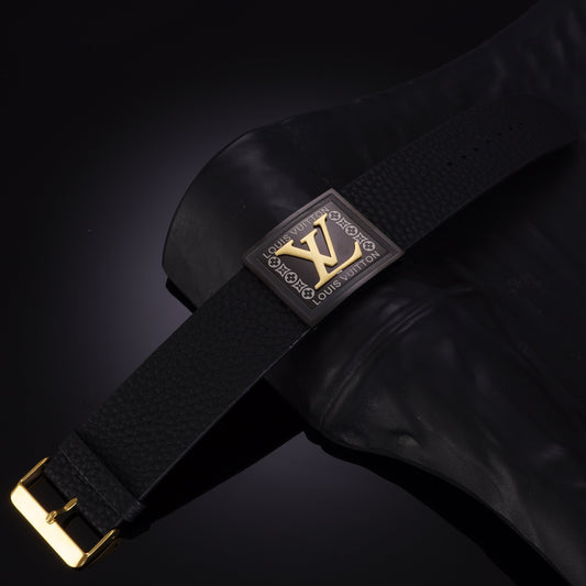 Leviathan Black Wrist Cuff Leather Bracelet