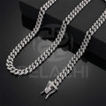 Classic Diamond Silver Cuban Chain Necklace