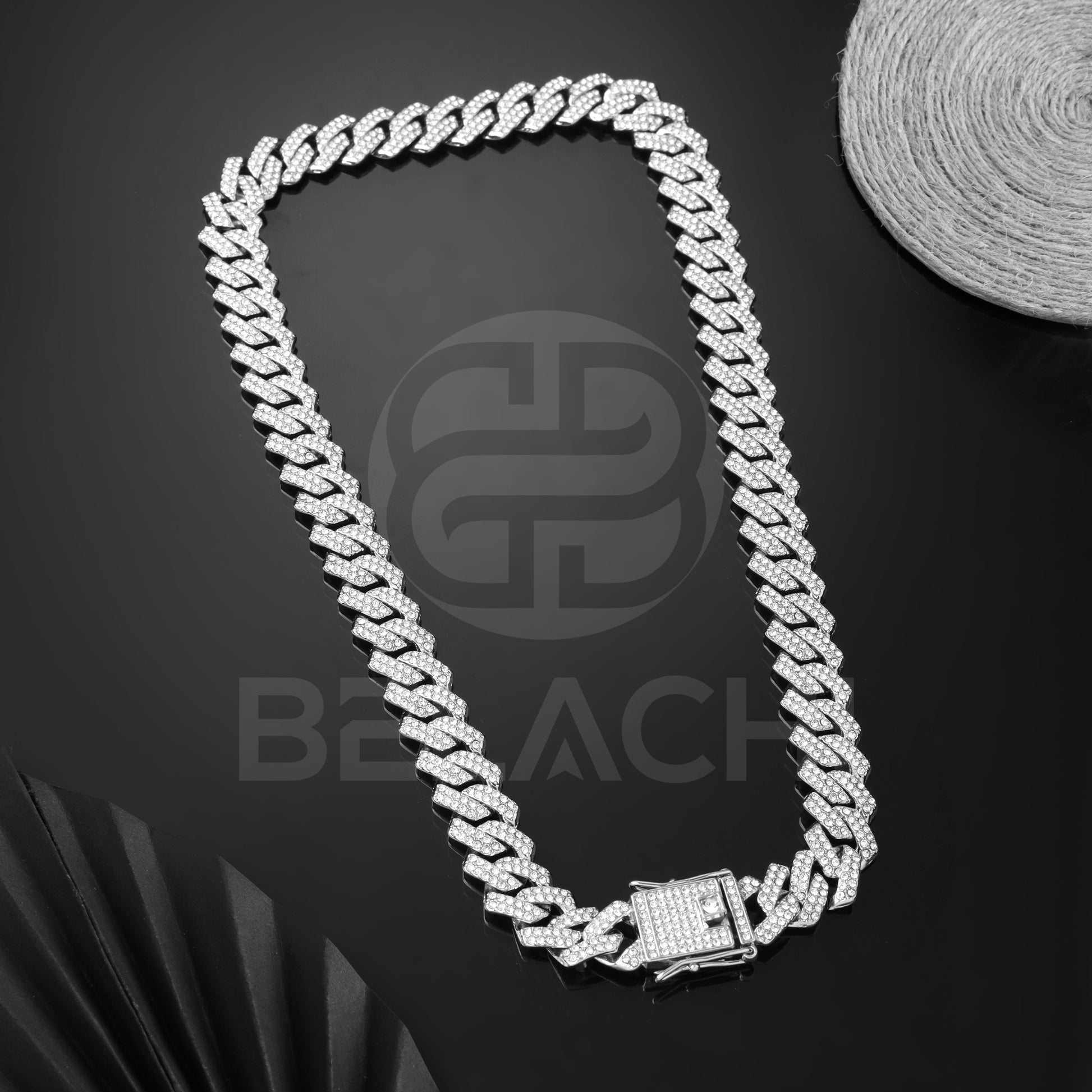 Signature Dimound Silver Cuban Chain Necklace