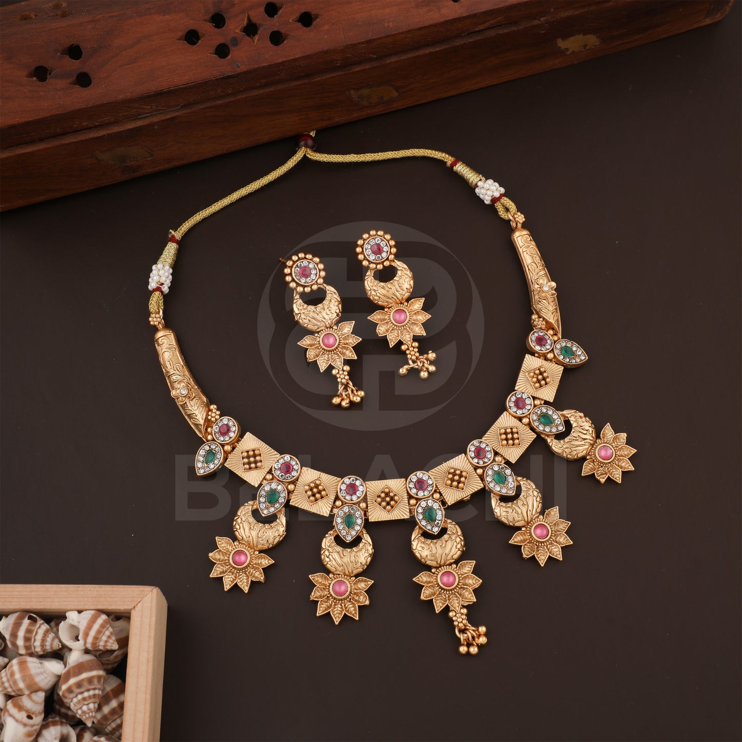 Belachi Multicolor Traditional Necklace Set - NS17T008