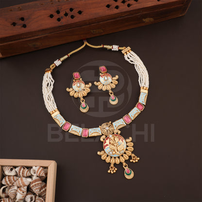 Belachi Multicolor Minakari Necklace Set - NS17M010