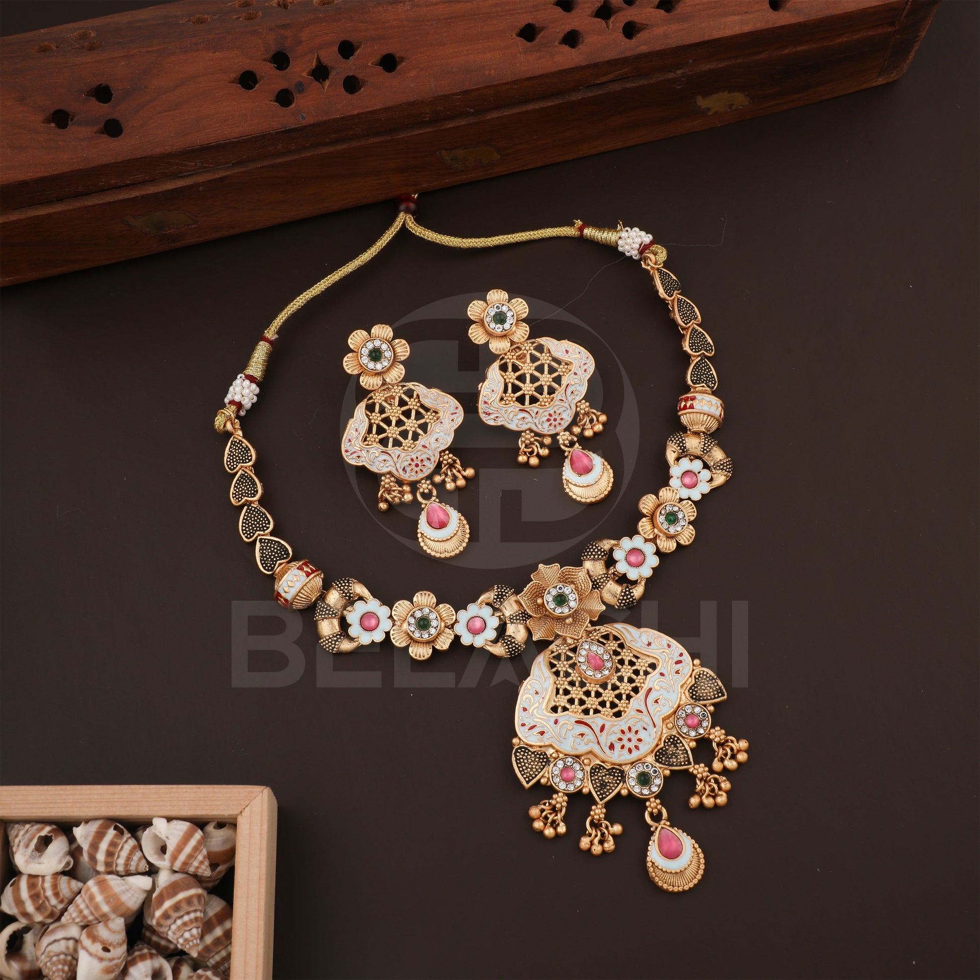 Belachi Multicolor Minakari Necklace Set