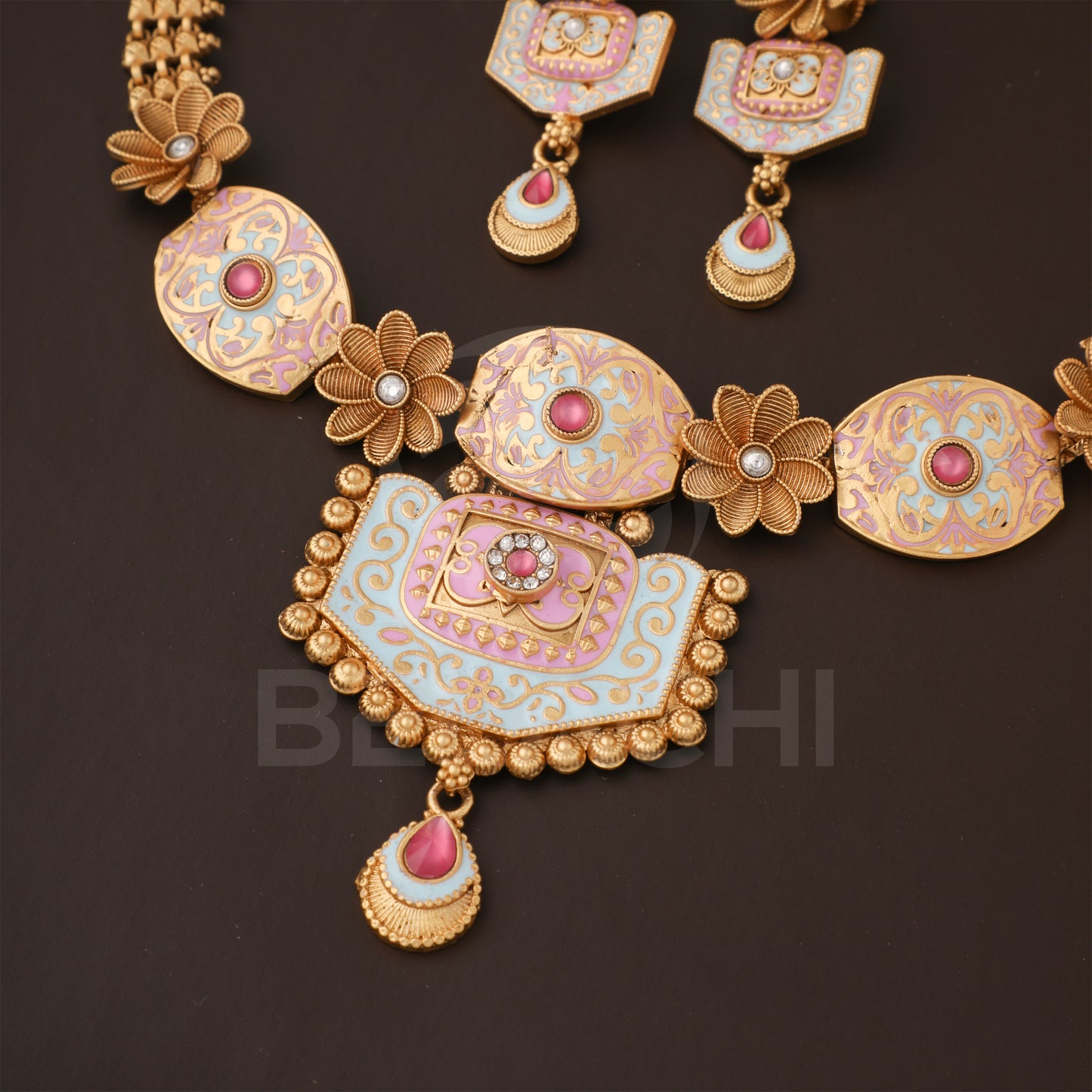 Belachi Multicolor Minakari Necklace Set