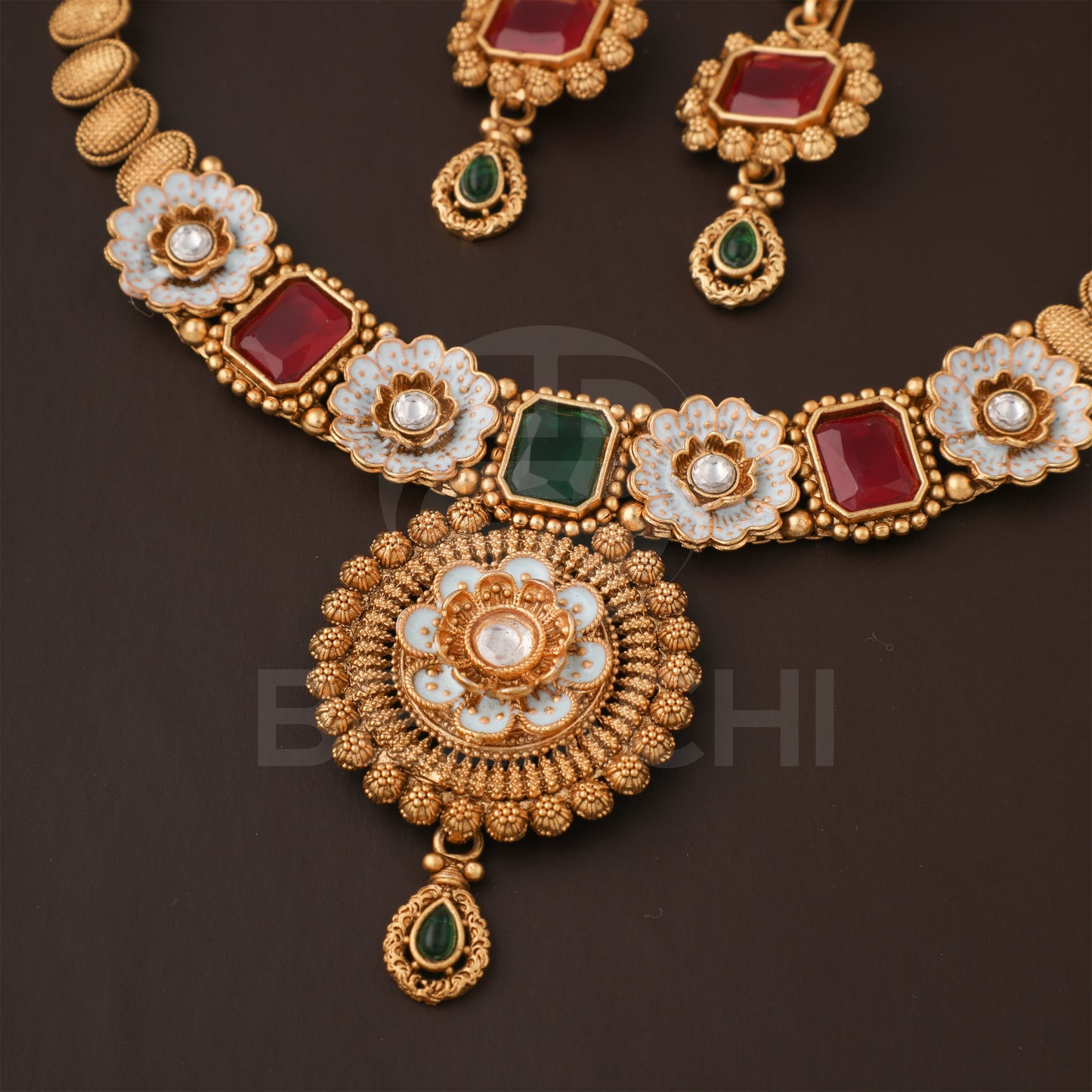 Belachi Multicolor Minakari Necklace Set