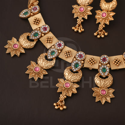 Belachi Multicolor Traditional Necklace Set