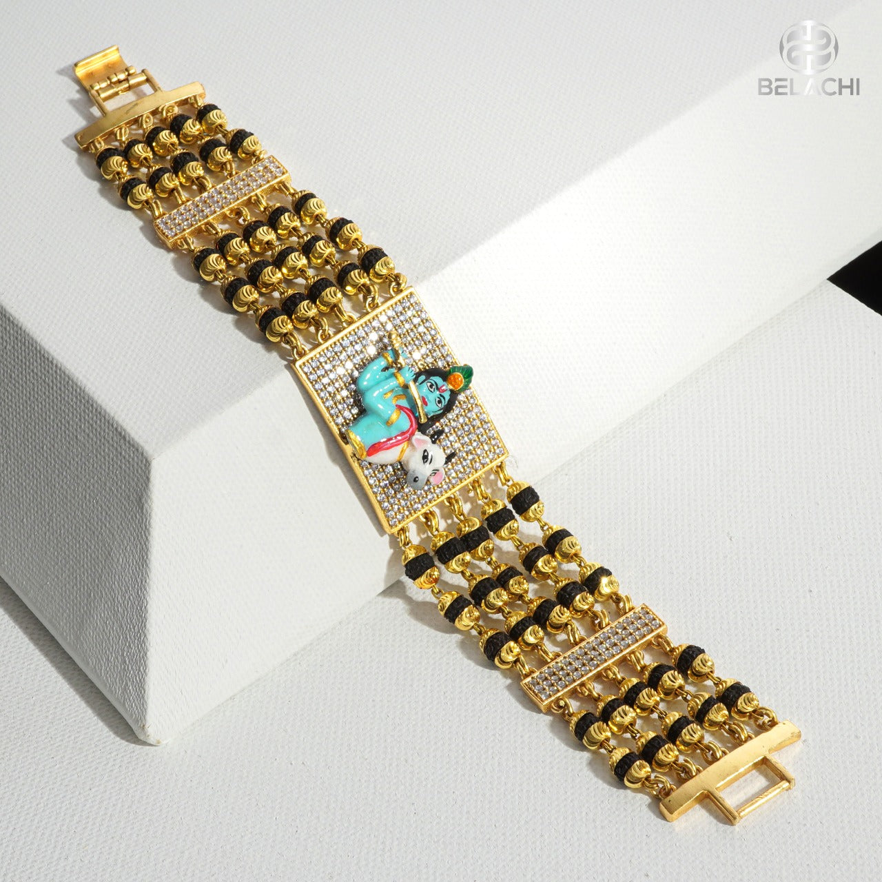 Krishna Diamond Gold Primium Rudraksha Bracelate