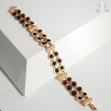 Double Line Rudraksha Rosegold Bracelete